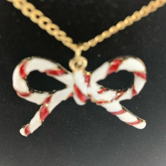 Christmas Candy Cane Necklace-Crystal Earrings - Picture 2 of 6